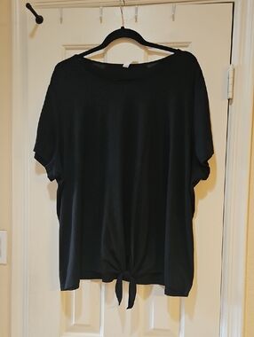 Ideology Black Short Sleeve Tie-Front Top